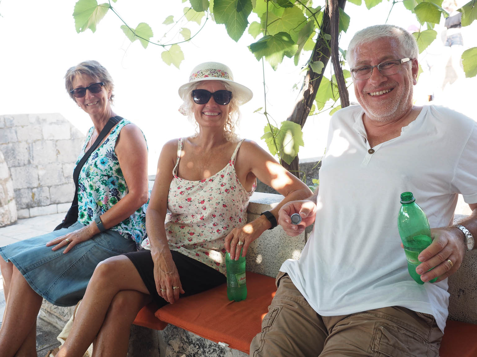 It's a hot walk around the wall. Cooling down